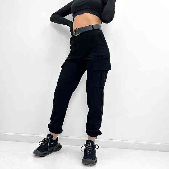 Жіночі вельветові брюки карго "Urban" оптом | Норма Чорний, 42 Київ