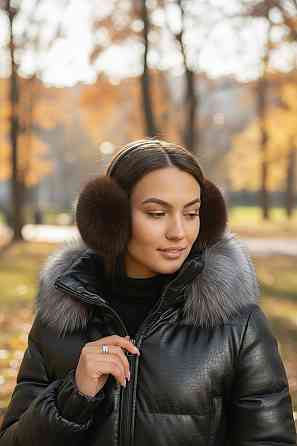 Хутряні навушники дорослі з песця Шоколадний Харків