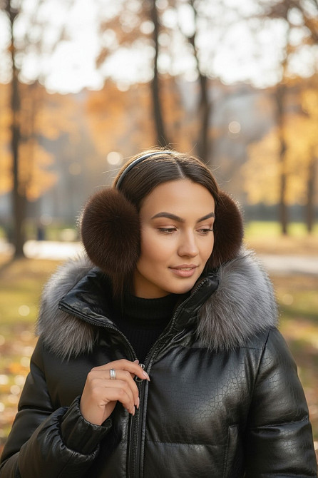 Наушники меховые взрослые песцовые Шоколадный Харьков - изображение 1