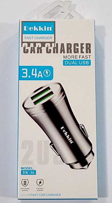 Автомобільний зарядний пристрій USB x 2 Dekkin DK-36 / MicroUSB / DC5V-3.4A Дніпро - фото 5