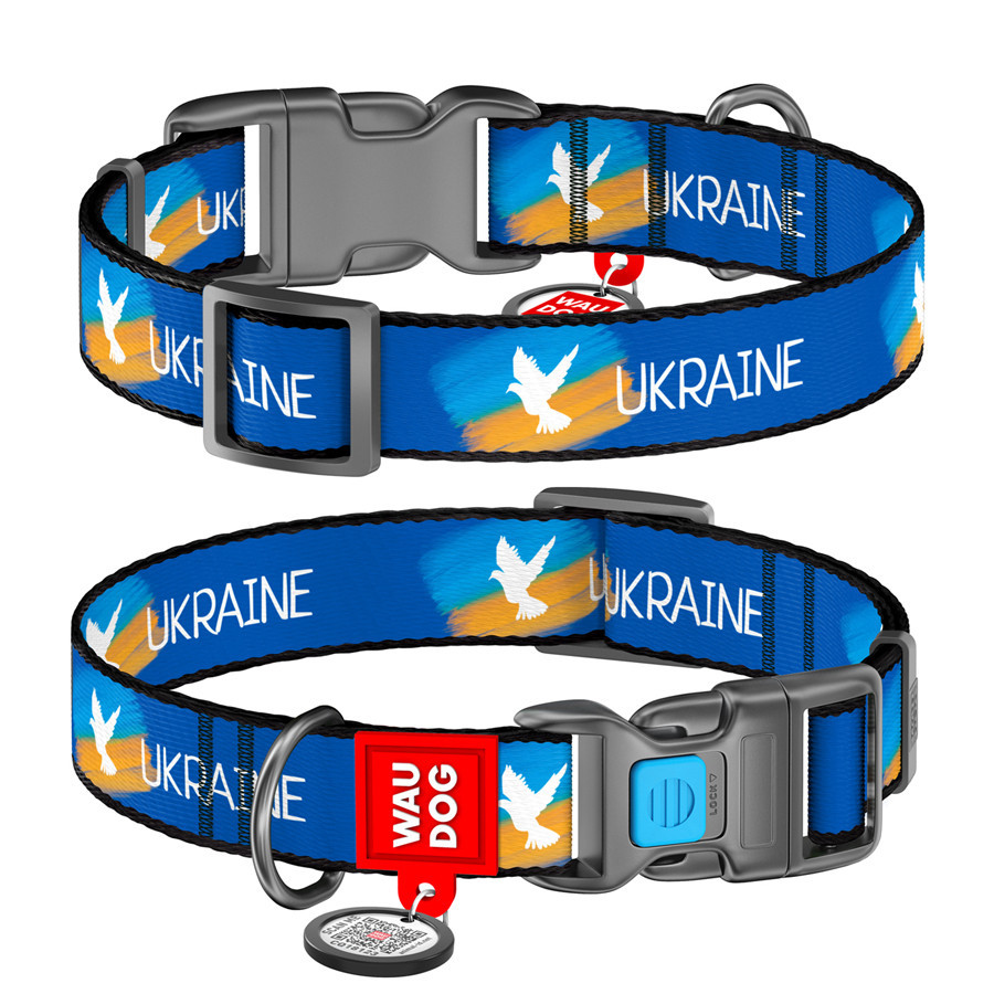 Нашийник для собак нейлоновий WAUDOG Nylon з QR-паспортом, малюнок "Фапор", пластиковий фастекс, L, Ш 25 мм, Дл Вінниця - фото 1