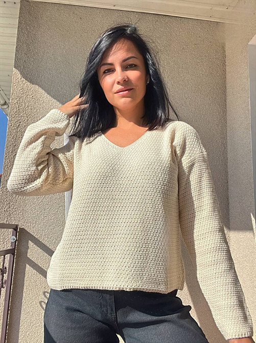 Джемпер жіночий MIX RAY 6770 светр мис ажурна в'язка, молочний, one size Одеса - фото 8