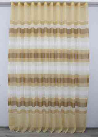 Тюль батист с полосками цвет бежевый с коричневым 1101т Киев
