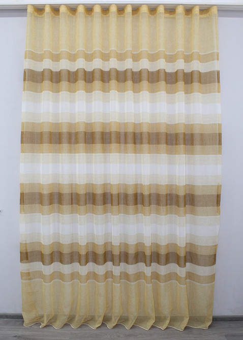 Тюль батист с полосками цвет бежевый с коричневым 1101т Киев - изображение 2