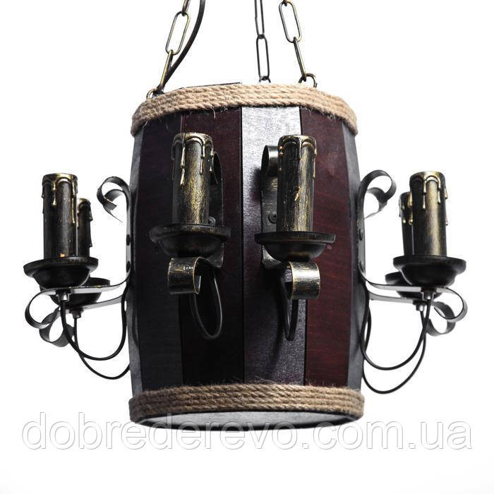 Люстра дерев'яна Бочечка 8 св, ексклюзивна, Світильник у формі бочонка Вижниця - фото 2