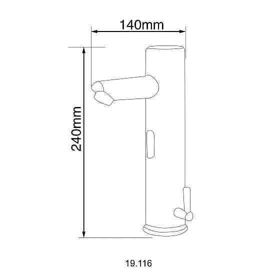 Змішувач сенсорний для умивальника HOTEC 19.116-DC/AC (220V/6V) з трансформатором,латунний Hot/Cold Луцк