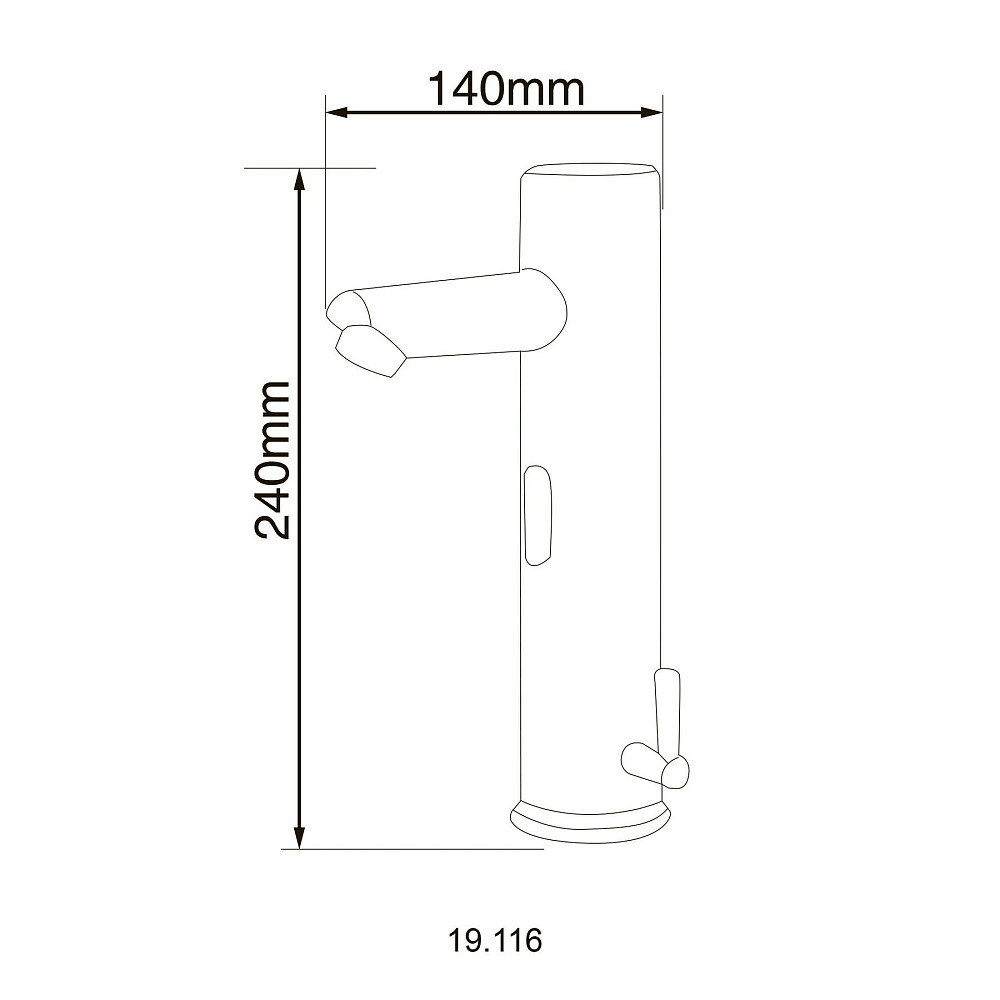 Змішувач сенсорний для умивальника HOTEC 19.116-DC/AC (220V/6V) з трансформатором,латунний Hot/Cold Луцк - изображение 3
