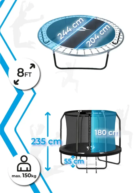 Батут THUNDER INSIDE ELITE з внутрішньою сіткою 8 футів 244 см чорний Київ - фото 10