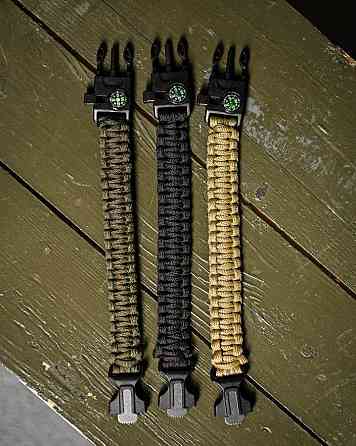 PARACORD БРАСЛЕТ З ВИСКОРЕМ, КОМПАСОМ ТА СВИСТКОМ КАЙОТ Київ