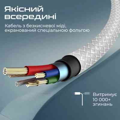 Дата кабель USB 2.0 AM to Lightning 1.0m 2A xCord-Ai white Promate (xcord-ai.white) Вінниця