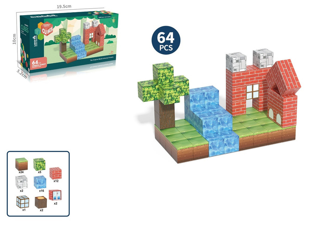 Конструктор My World Магнітні блоки 2.3 см , 64 елементи (7120489) Київ - фото 1