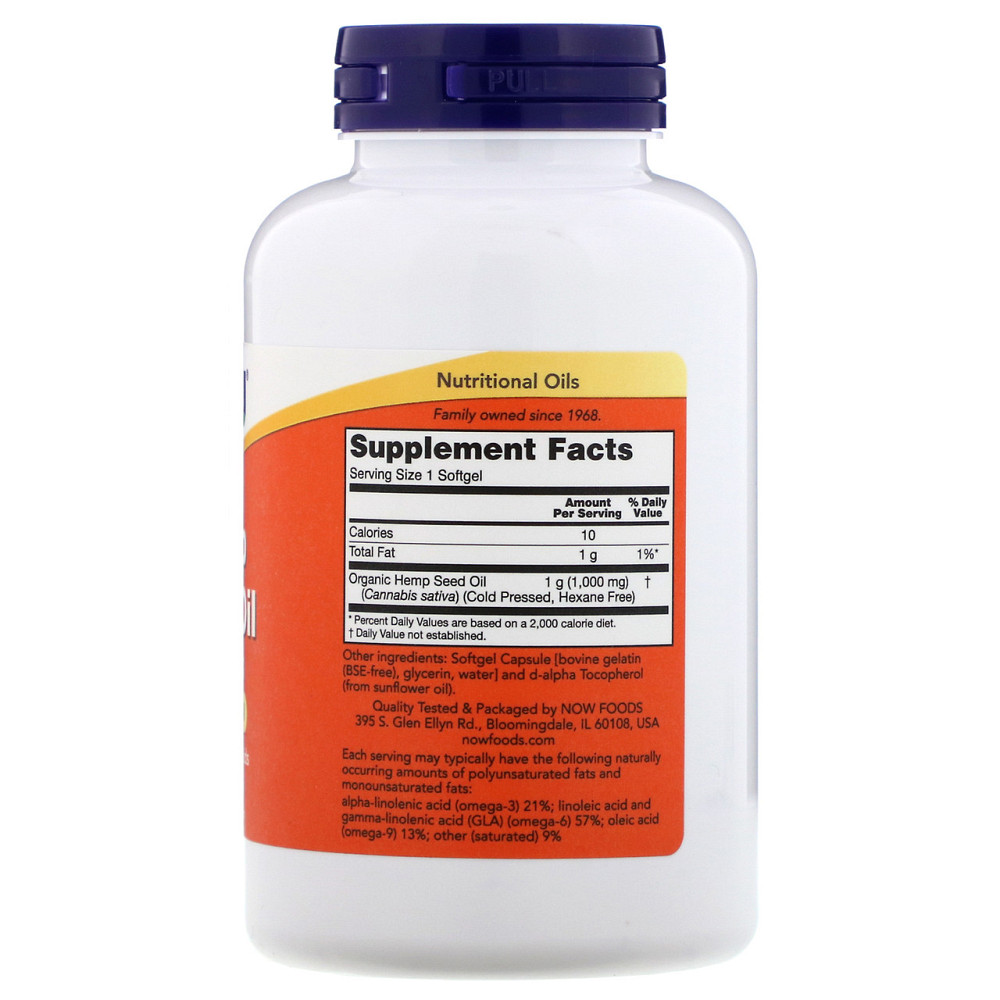 Олія насіння конопель Now Foods Hemp Seed Oil 1000 мг, 120 гелевих капсул Київ - фото 2