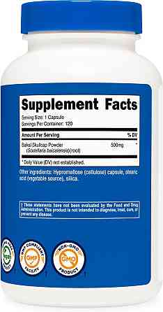 Экстракт байкальского шлемника Nutricost Baikal Skullcap, 500 mg, 120 Capsules Луцк