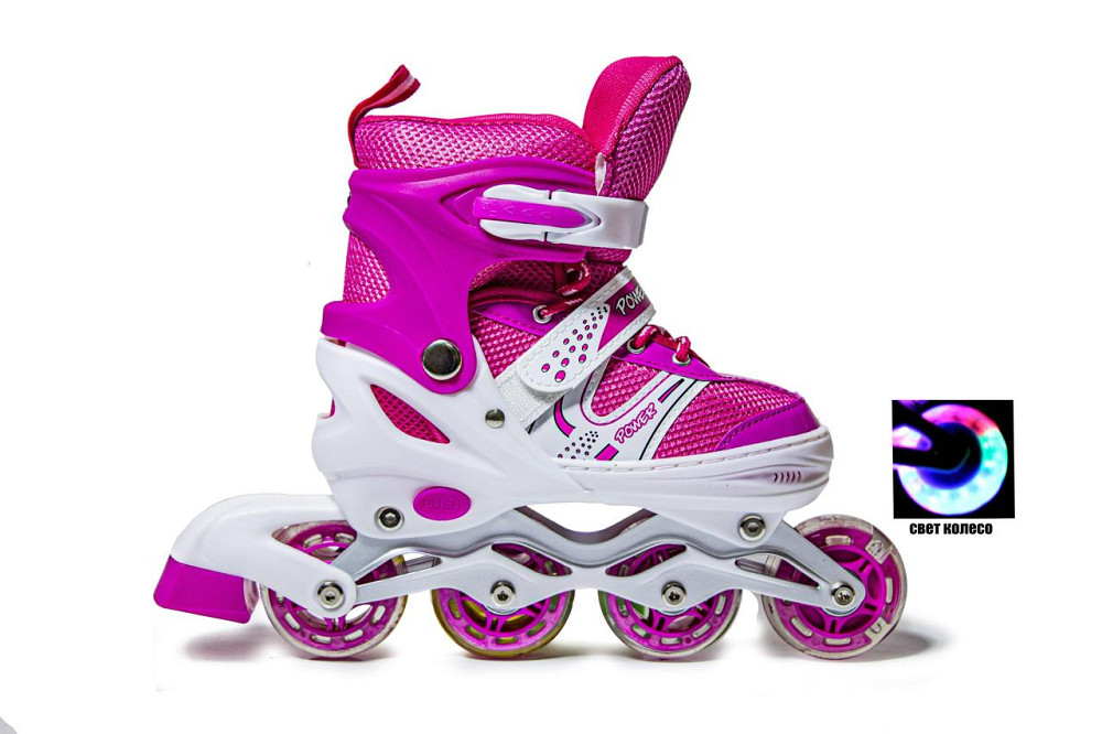 Розсувні ролики дитячі Super Power. Біло-Рожеві. Розмір 38-41 Одеса - фото 2