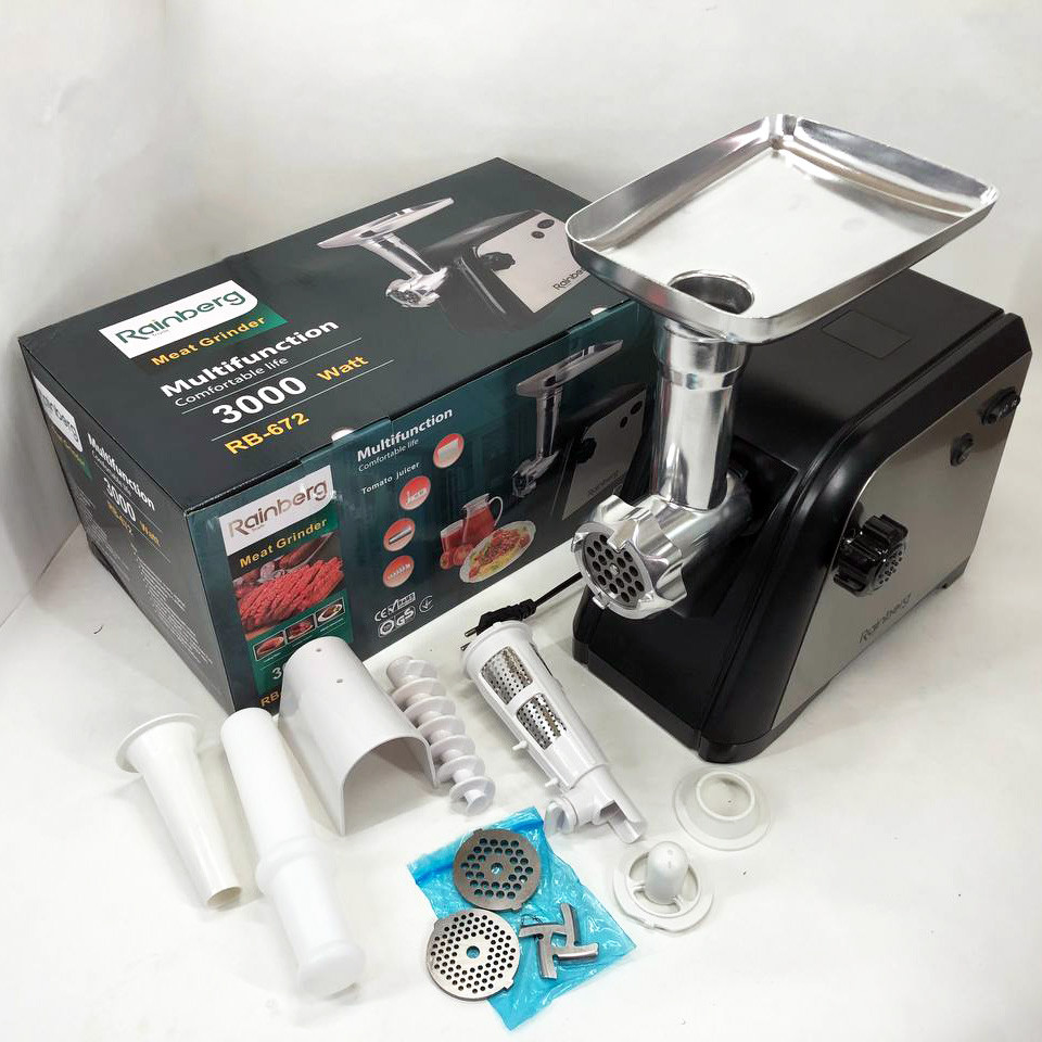 М'ясорубка електрична шнекова з реверсом Rainberg RB-672 3000W, Потужна компактна м'ясорубка для дому SF-24 Івано-Франківськ - фото 9