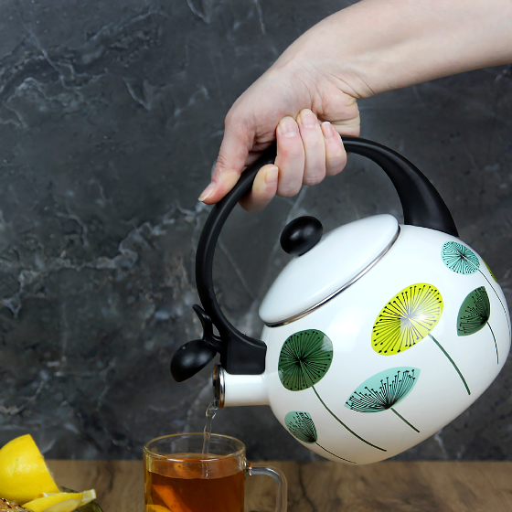 Чайник 2,2л емальований зі свистком з малюнком 