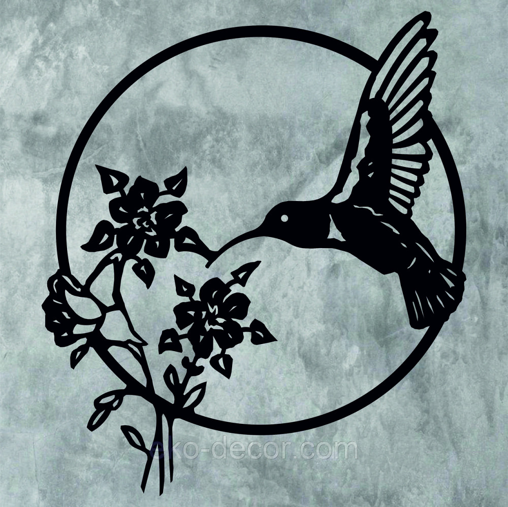 Декоративное настенное 3D Панно «Колибри» Декор на стену с объемом 110*96 см, Черный Киев - изображение 7