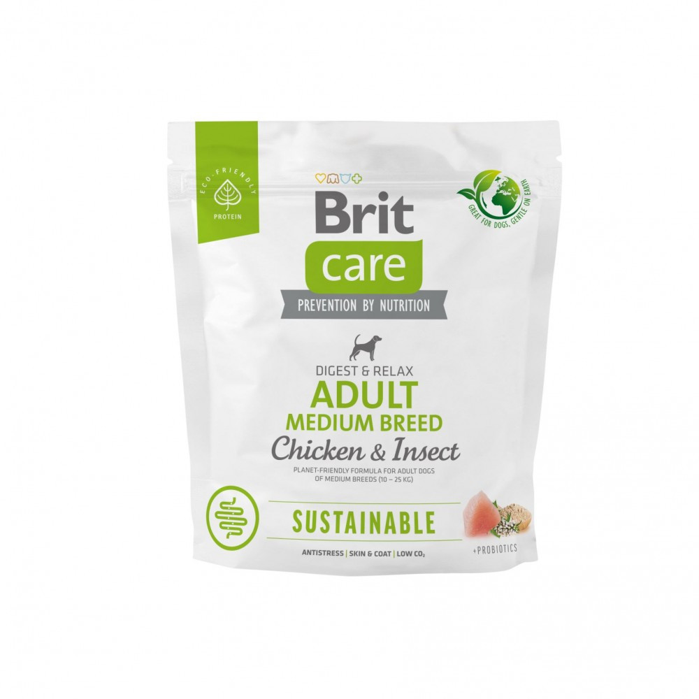 Сухой корм Brit Care Dog Sustainable Adult Medium Breed для собак средних пород, с курицей и насекомыми, 1 кг Винница - изображение 1