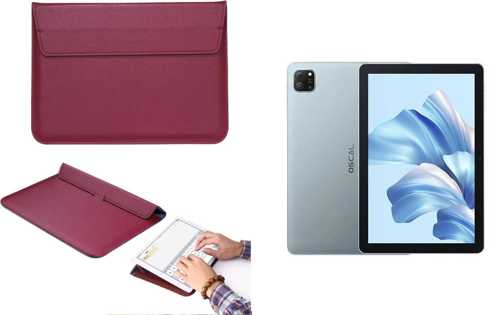 Чехол-конверт VitoCase для Blackview Oscal Pad 60, с функцией подставки для планшета Бордовый Киев - изображение 1