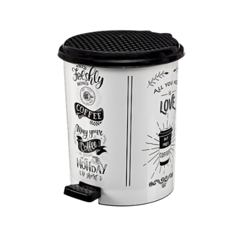 Відро для сміття 11л з педаллю пластик з малюнком біла кава ELIF Житомир - фото 1