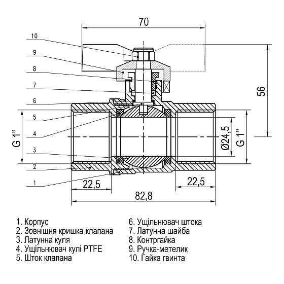Кран кульовий прямий SELBA 1″ ВВ ЖБ SL1507 Луцк