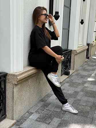 Спортивный костюм женский футболка и штаны джогеры Черный XL-XXL Харьков