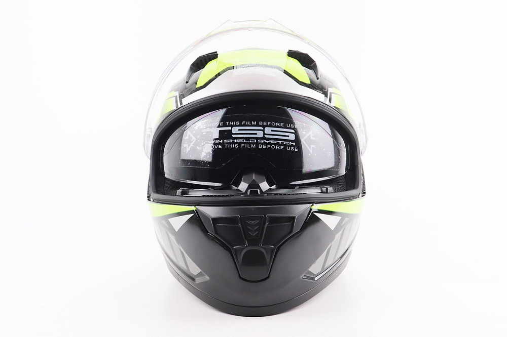 Шолом інтеграл, закритий (сертифікація DOT)+відкидні окуляри BLD-M67 L (59-60см), ЧОРНИЙ/НЕОНОВО-ЗЕЛЕНИЙ Киев - изображение 5