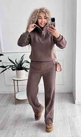 Женский стильный и теплый вязаный костюм осень-зима на трикотажной основе. Шоколад, 42/44 Одесса