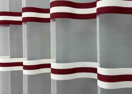 Тюль VR-Textil 1772т Фатин полосы Бордовый с белым 300х270 см (42-0768) Киев