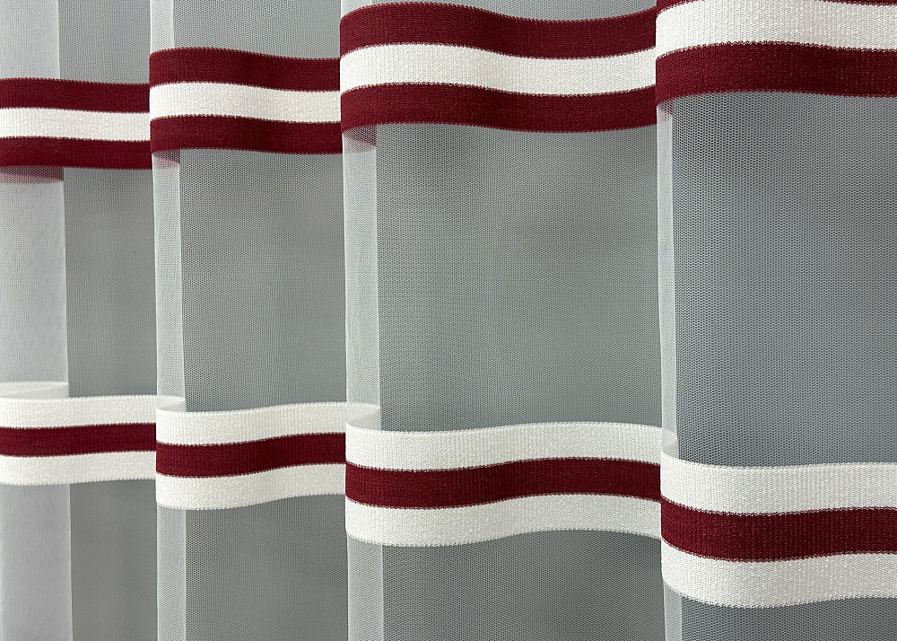 Тюль VR-Textil 1772т Фатин полосы Бордовый с белым 300х270 см (42-0768) Киев - изображение 5