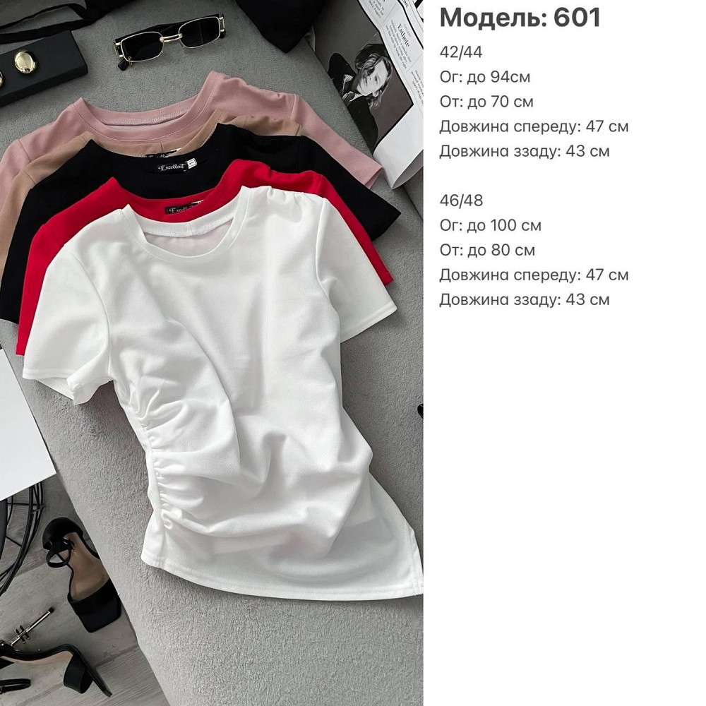 Женская базовая футболка с акцентным низом в виде треугольника креп-дайвинг Черный, 42/44 Одесса - изображение 2