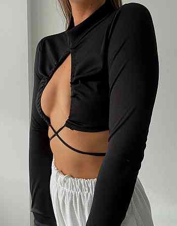 Жіночий романтичний  кроп топ з зав'язками мікродайвінг Одеса