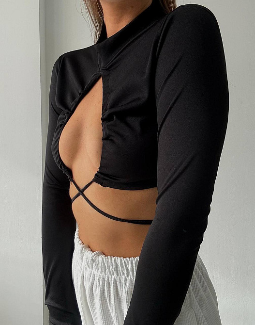 Жіночий романтичний  кроп топ з зав'язками мікродайвінг Одеса - фото 2