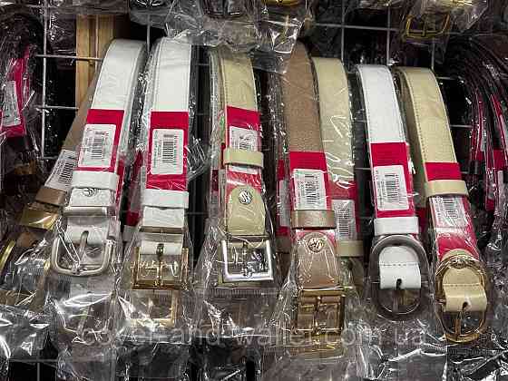Коричневый кожаный женский ремень с золотистой пряжкой 30 мм PS Leather Киев
