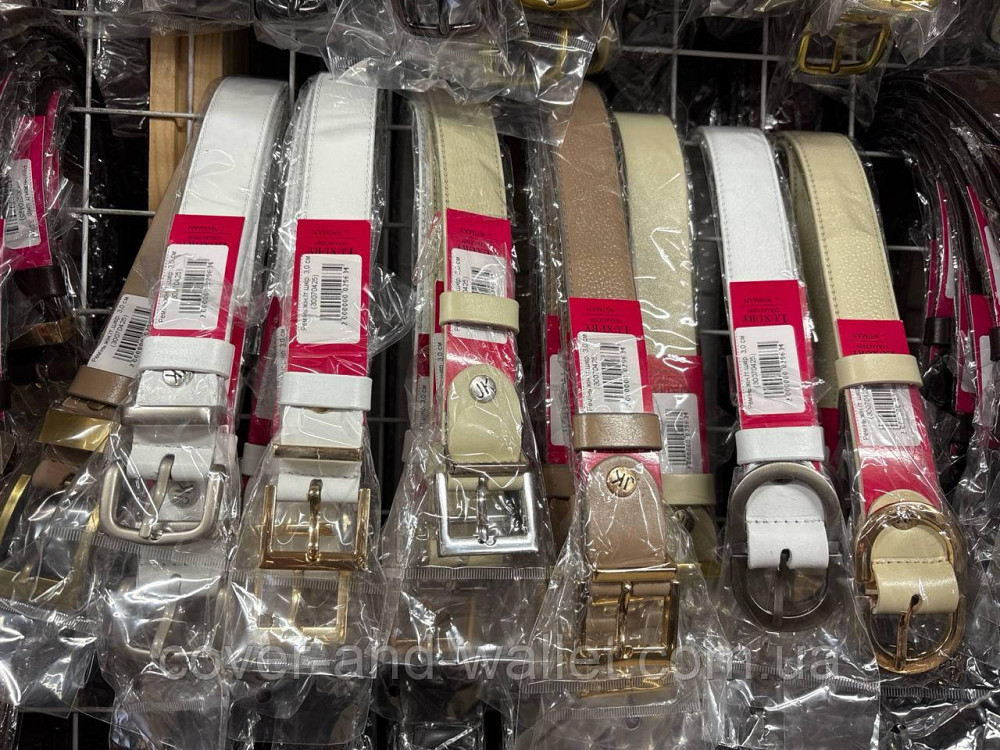 Коричневый кожаный женский ремень с золотистой пряжкой 30 мм PS Leather Киев - изображение 5