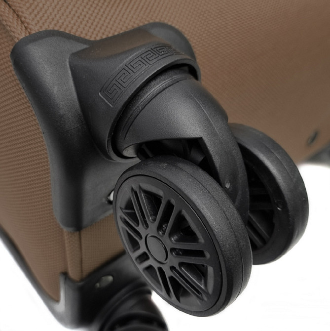 Чемодан тканевый WINGS 1708 большой с улыбкой 4 колеса 75 см коричневый Киев - изображение 5