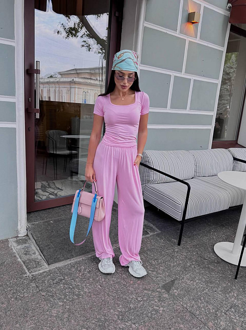 Жіночий трендовий костюм з м'якої натуральної тканини турецька віскоза Барбі Одеса - фото 4