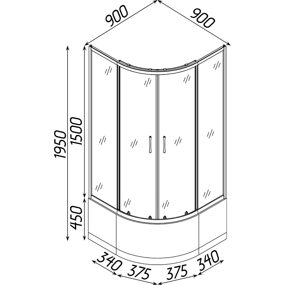 Душова кабіна півкругла JAMNO H90MS BRAVO (2уп.) Київ - фото 2