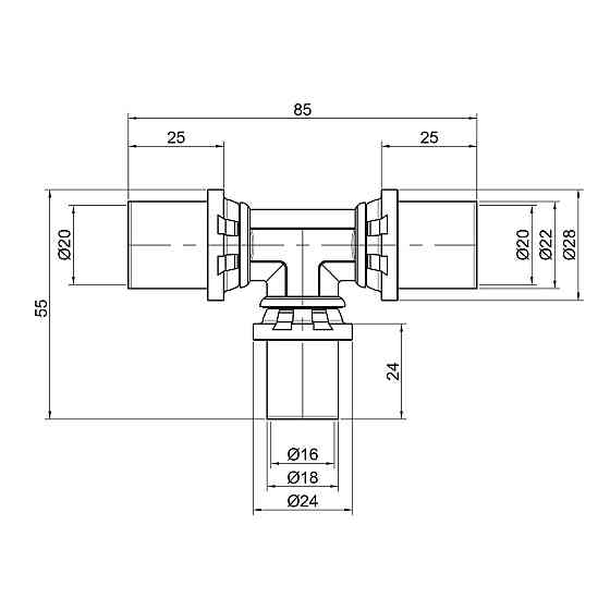 Трійник прес Icma 20х16х20 No406 Київ