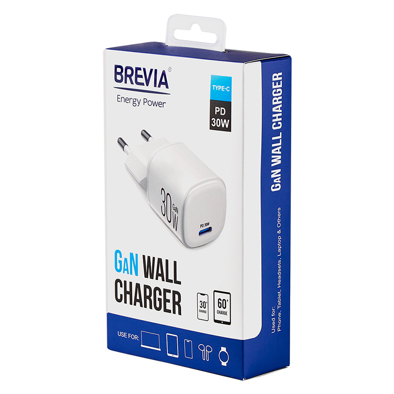 Сетевое зарядное устройство Brevia ePowerGaN PD30W USB-C белый Львов - изображение 5