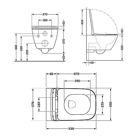 Унітаз підвісний Qtap Gemini безобідковий із сидінням Soft-close QT2533076EUQMB Київ