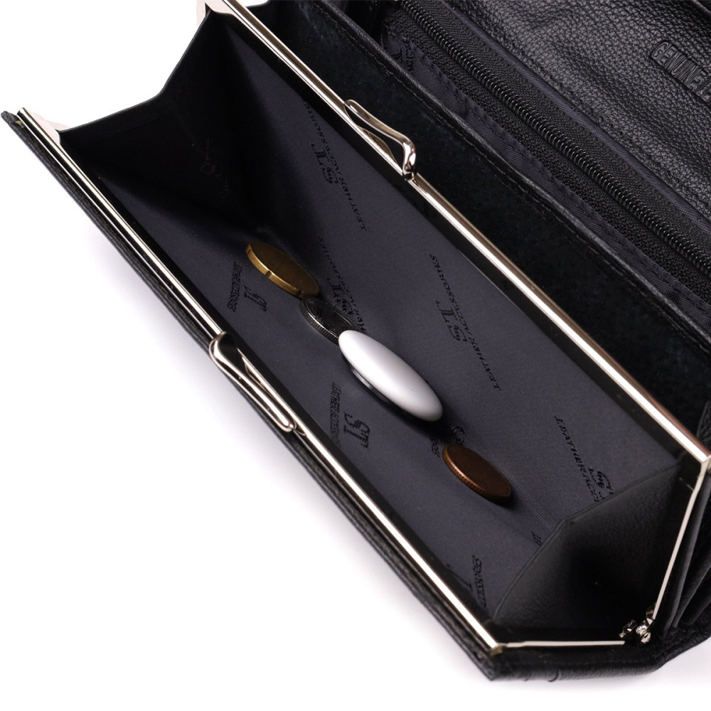 Солидный женский кошелек из натуральной кожи ST Leather 23088 Черный Киев - изображение 4