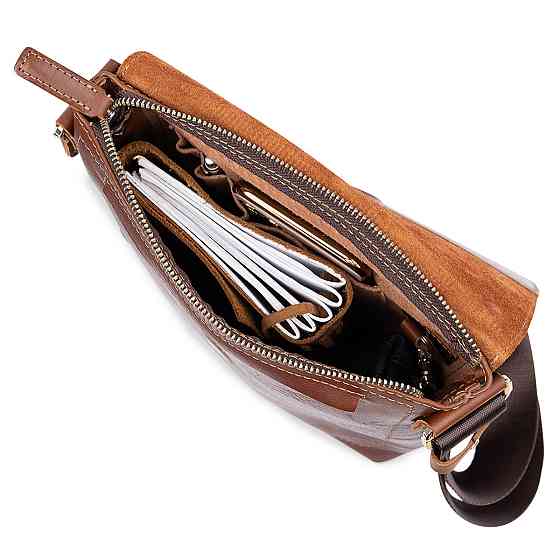 Кожаная мужская сумка через плечо GRANDE PELLE 11567 Коричневый Киев