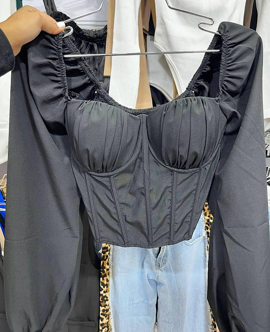 Жіночий базовий топ з імітацією корсета софт Чорний, 44/46 Одеса - фото 1