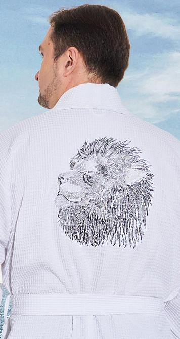 Мужской вафельный халат с вышивкой полезный подарок (56-58) Киев - изображение 3