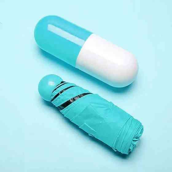 Компактный зонтик в капсуле-футляре Голубой, маленький зонт в капсуле. Цвет: голубой QP-79 Ивано-Франковск