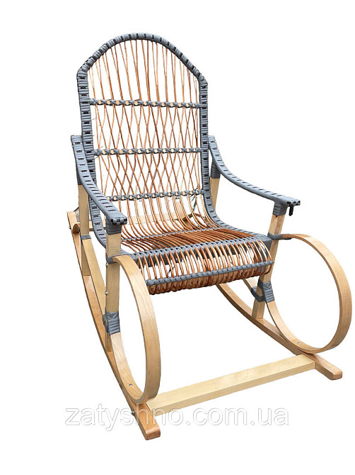 Крісло гойдалка плетена сіра з ротангом Київ - фото 8