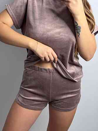 Піжама жіноча футболка+ шорти з плюшевого велюру світлий Мокко M Харків