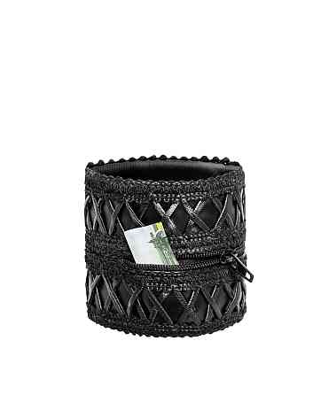Жіночий гаманець-браслет Noir Handmade F326, black, під шкіру, рельєфний візерунок, кишеня на блискавці Sex Aura Київ