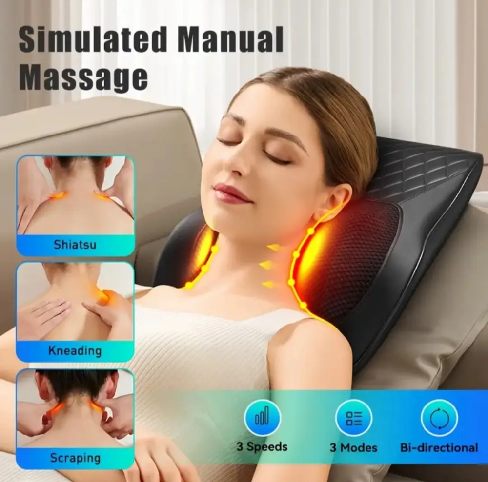 Массажная подушка SL-25 для спины и шеи с подогревом (Черный) Киев - изображение 10